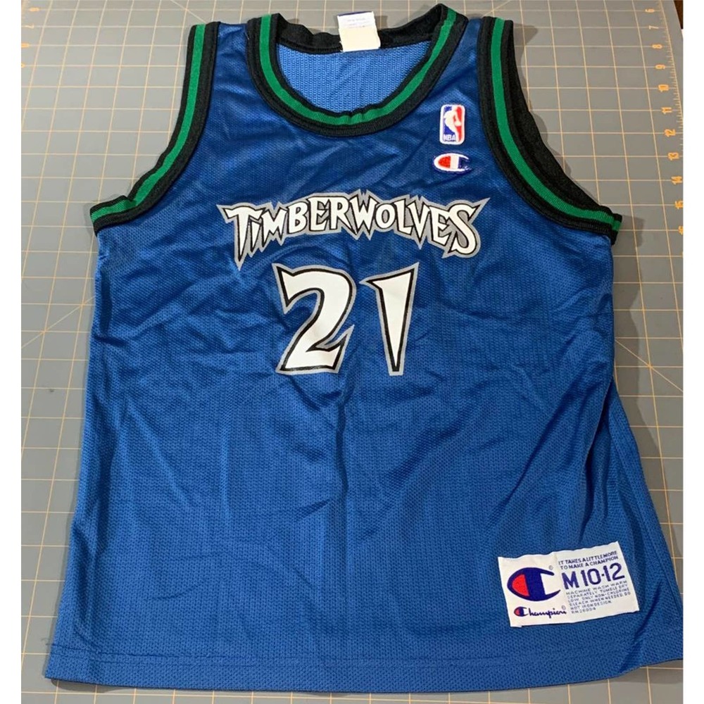 Vintage Kevin Garnett #21 Jersey 90s Champion NBA Timberwolves  10-12